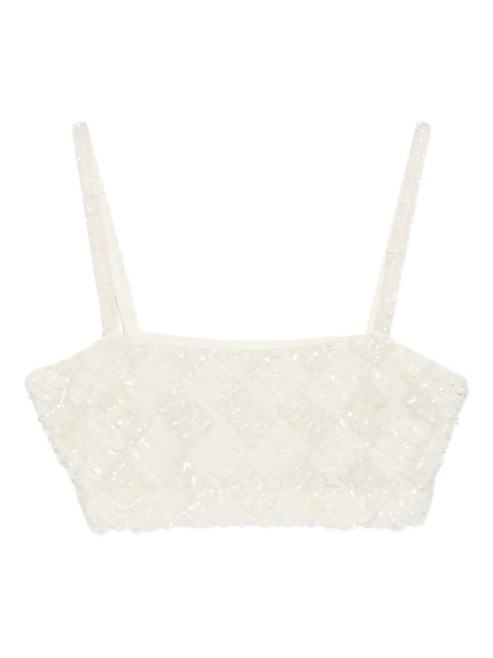  P.a.r.o.s.h. Geometric Sequin Embellished Top - White 