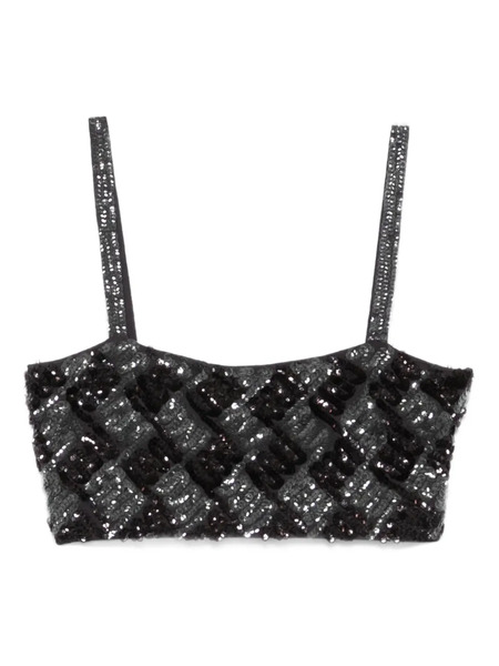  P.a.r.o.s.h. Geometric Sequin Top - Grey 