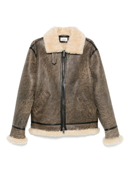  P.a.r.o.s.h. Giubbotto Shearling Zip-front Leather Jacket - Brown 
