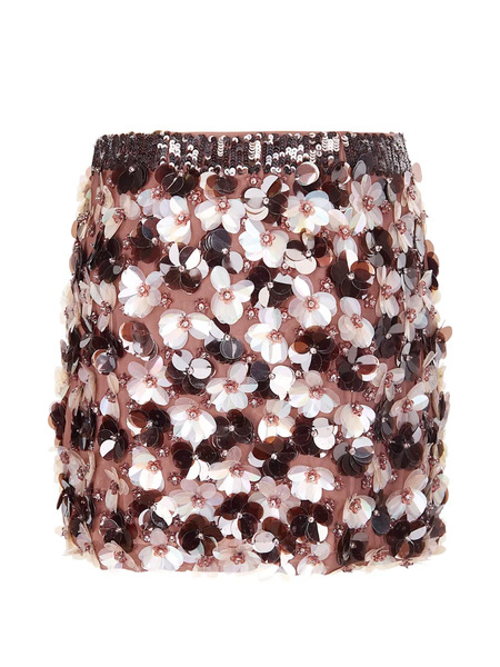  P.a.r.o.s.h. Gym Floral-embellished Mini Skirt - Neutrals 