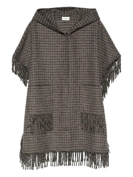  P.a.r.o.s.h. Hooded Fringed Coat - Grey 