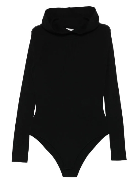  P.a.r.o.s.h. Hooded Ribbed Bodysuit - Black 