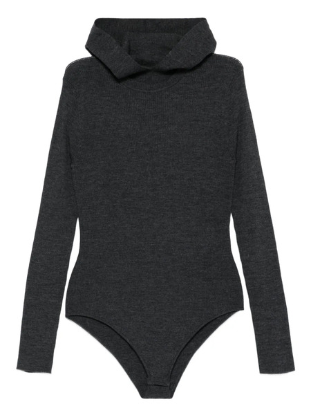  P.a.r.o.s.h. Hooded Ribbed Bodysuit - Grey 