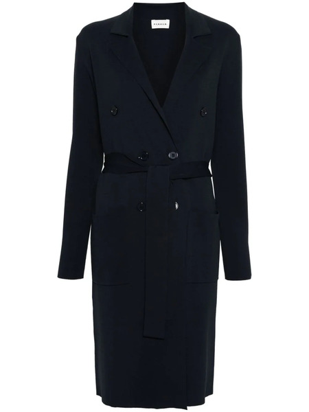  P.a.r.o.s.h. Knitted Double-breasted Midi Coat - Blue 