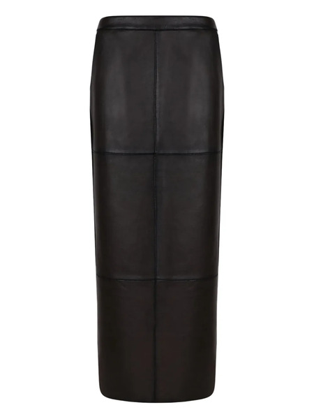  P.a.r.o.s.h. Leather Panelled Straight Skirt - Brown 
