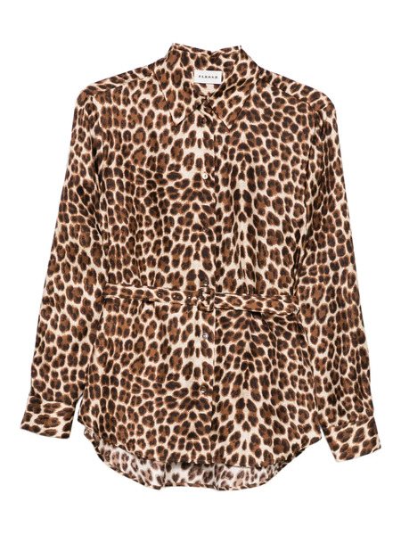  P.a.r.o.s.h. Leopard-print Belted Shirt - Brown 