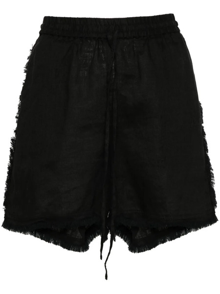 P.a.r.o.s.h. Logo-embroidered Frayed Shorts - Black 