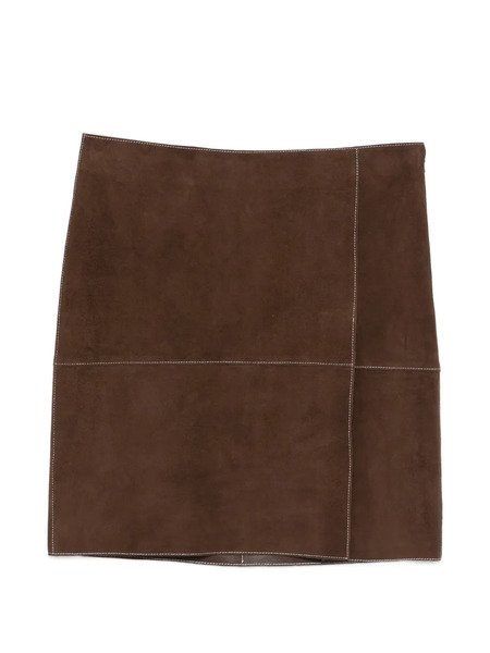  P.a.r.o.s.h. Minuetto Suede Panelled Mini Skirt - Brown 