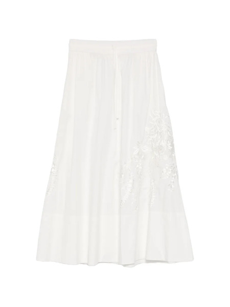  P.a.r.o.s.h. Ninja Embroidery Drawstring Maxi Skirt - White 