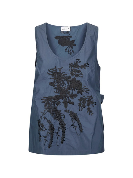  P.a.r.o.s.h. Ninja Floral-embroidered Top - Blue 