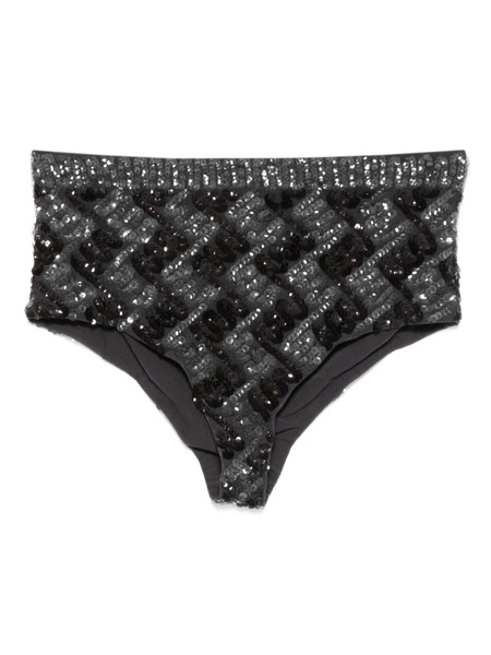  P.a.r.o.s.h. Patterned Sequin-embellished Mini Shorts - Grey 