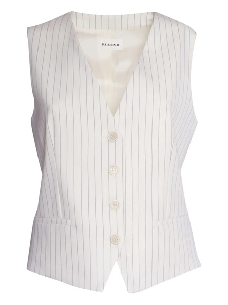  P.a.r.o.s.h. Pinstripe Buttoned Waistcoat - White 