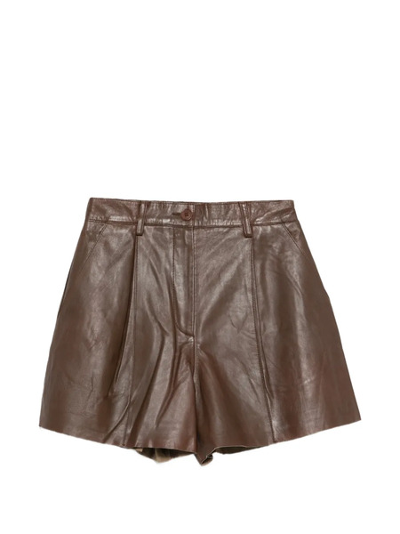  P.a.r.o.s.h. Pleated Leather Shorts - Brown 