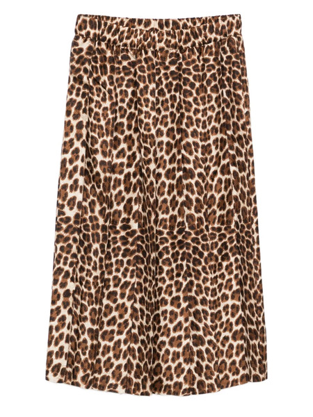  P.a.r.o.s.h. Pleated Leopard-print Midi Skirt - Brown 