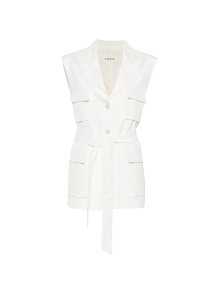  P.a.r.o.s.h. Pocket Belted Waistcoat - White 
