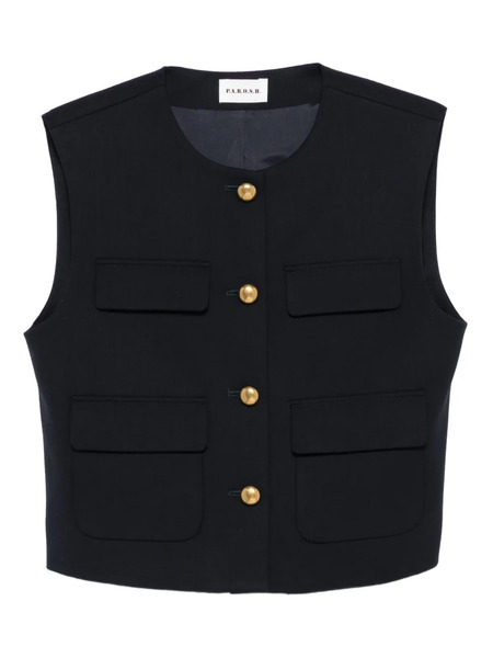  P.a.r.o.s.h. Pocketed Buttoned Waistcoat - Blue 