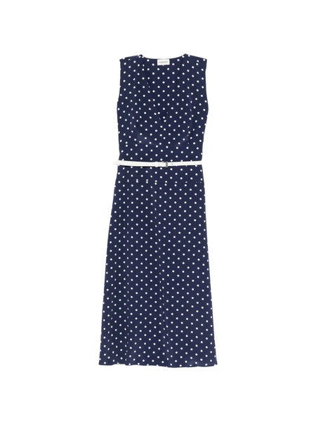  P.a.r.o.s.h. Polka-dot Belt Midi Dress - Blue 