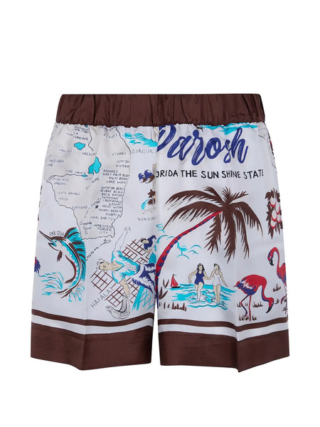  P.a.r.o.s.h. Printed Elasticated Short - White 