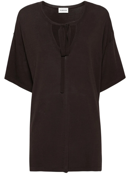  P.a.r.o.s.h. Pussy-bow Knitted Top - Brown 