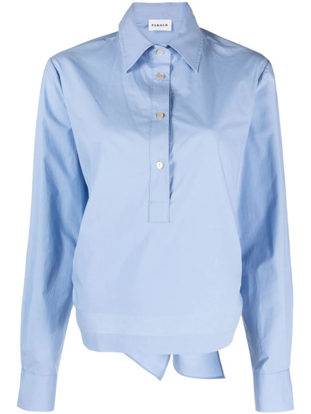  P.a.r.o.s.h. Rear-tie Cotton Shirt - Blue 