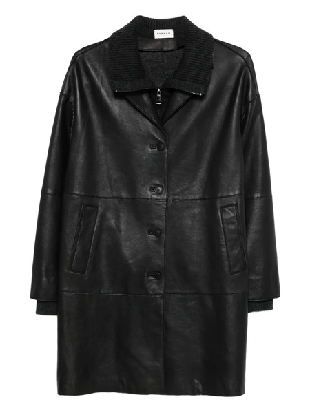  P.a.r.o.s.h. Ribbed-collar Leather Coat - Black 