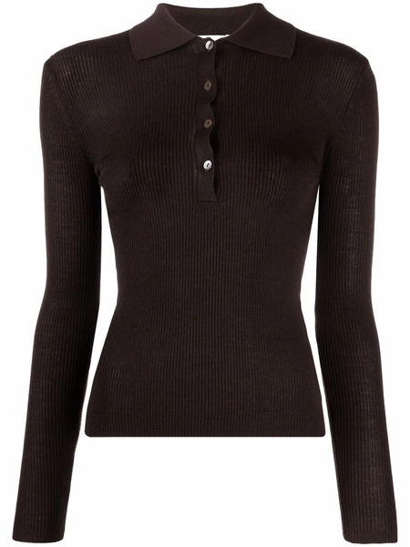  P.a.r.o.s.h. Ribbed-knit Wool Top - Brown 