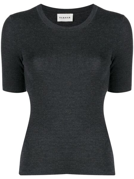  P.a.r.o.s.h. Ribbed-knit Wool Top - Grey 