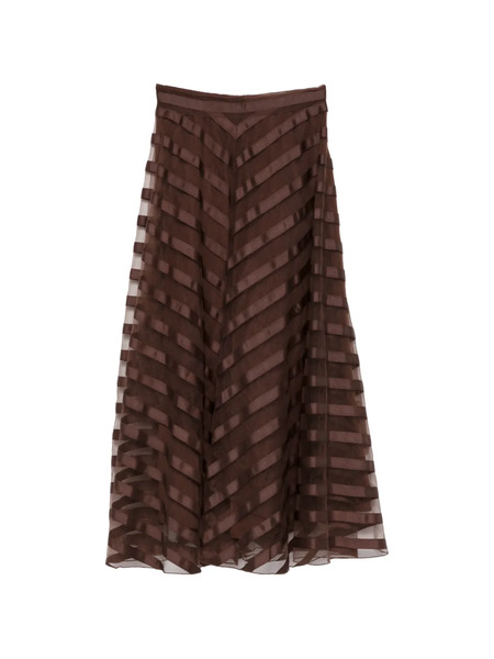  P.a.r.o.s.h. Ribbon Panel Midi Skirt - Brown 