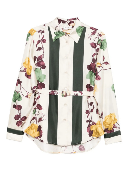  P.a.r.o.s.h. Rose-print Belted Shirt - Neutrals 
