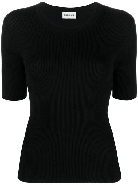 P.a.r.o.s.h. Round-neck Knit Top - Black 