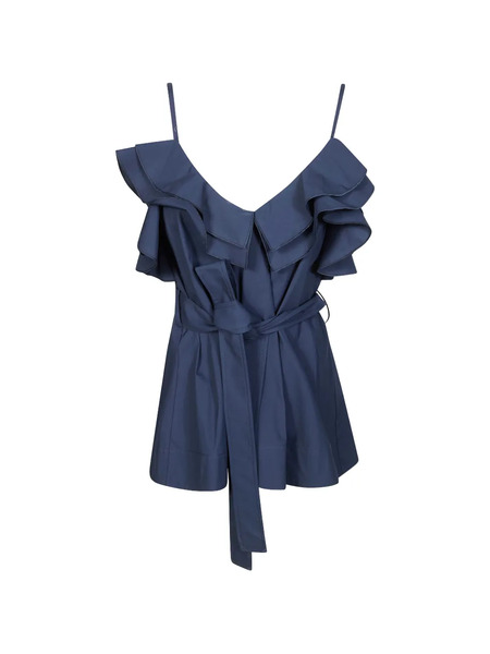  P.a.r.o.s.h. Ruffled Belted Blouse - Blue 