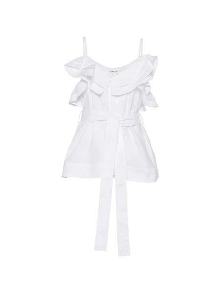  P.a.r.o.s.h. Ruffled Self-tie Top - White 