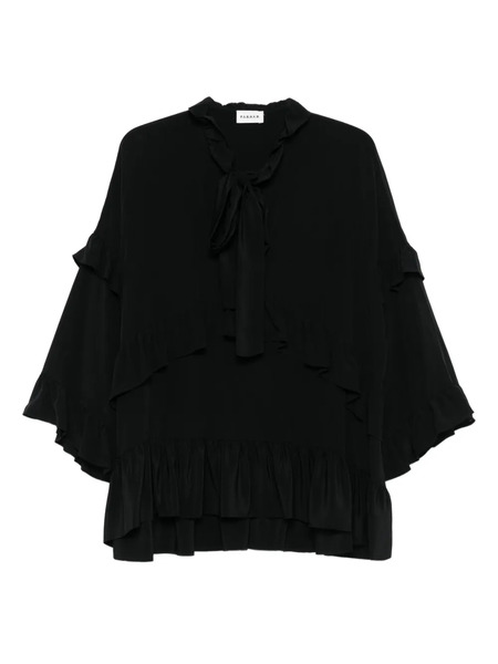  P.a.r.o.s.h. Ruffled Tie-neck Top - Black 