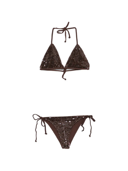  P.a.r.o.s.h. Sequin-embellished Bikini - Brown 