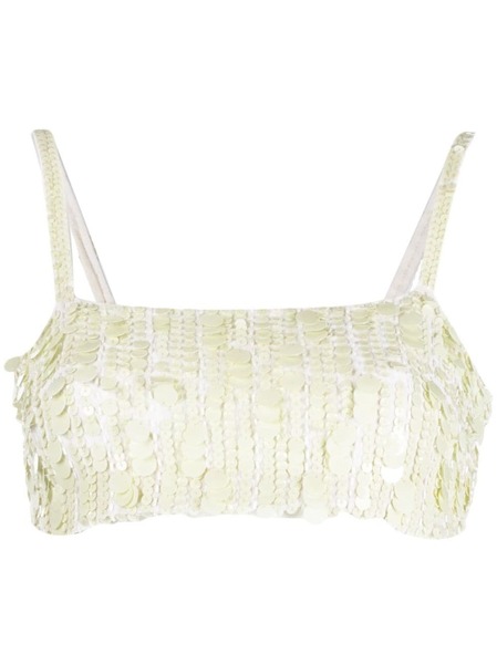  P.a.r.o.s.h. Sequin-embellished Crop Top - Neutrals 