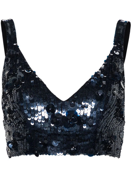  P.a.r.o.s.h. Sequin-embellished Cropped Top - Blue 