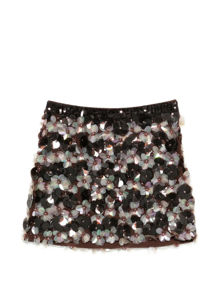  P.a.r.o.s.h. Sequin-embellished Mini Skirt - Brown 