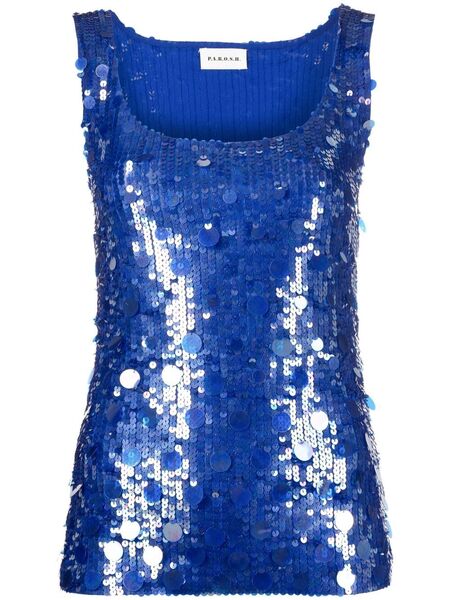  P.a.r.o.s.h. Sequin-embellished Tank Top - Blue 