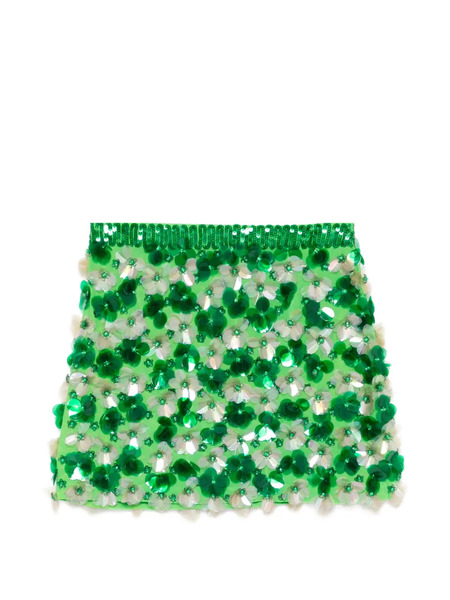  P.a.r.o.s.h. Sequin-floral Mini Skirt - Green 
