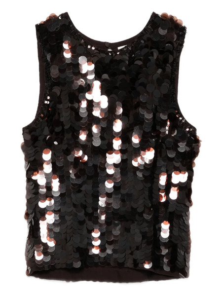  P.a.r.o.s.h. Sequin Sleeveless Top - Brown 