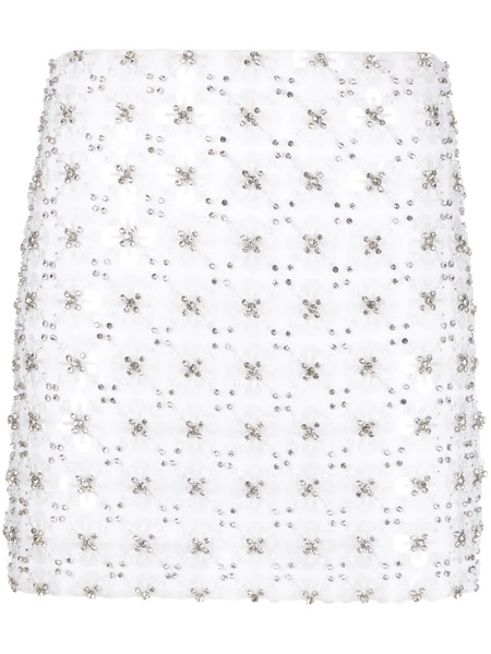  P.a.r.o.s.h. Sequined A-line Miniskirt - White 