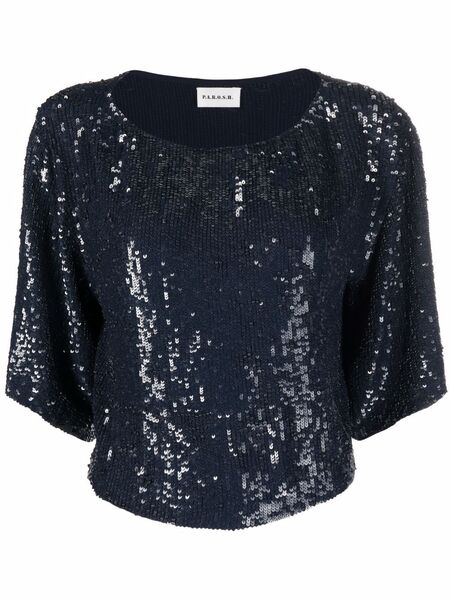  P.a.r.o.s.h. Sequined Cropped Blouse - Blue 
