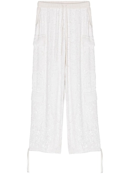  P.a.r.o.s.h. Sequinned Drawstring Cargo Trousers - White 