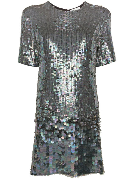  P.a.r.o.s.h. Sequinned Mini Shirt Dress - Grey 