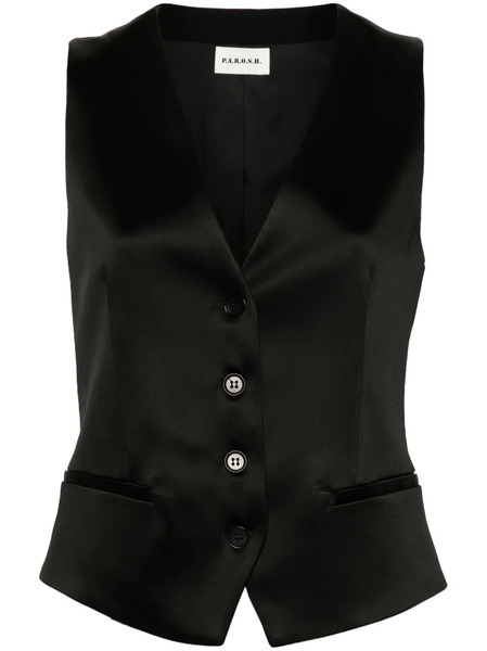  P.a.r.o.s.h. Single-breasted Satin Gilet - Black 