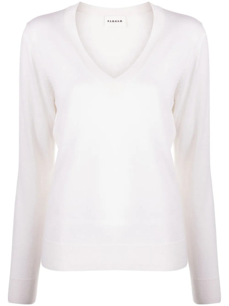  P.a.r.o.s.h. V-neck Fine-knit Jumper - White 