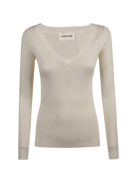  P.a.r.o.s.h. V-neck Ribbed Sweater - Neutrals 