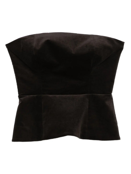  P.a.r.o.s.h. Velvet Peplum Top - Brown 