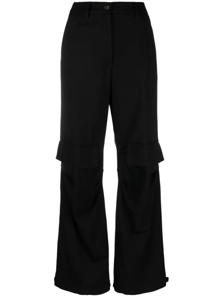  P.a.r.o.s.h. Wool Flared Cargo Trousers - Black 