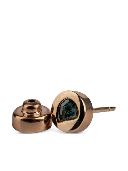  Parts Of Four 18k Rose Gold-plated Sterling Silver Small Stud Blue Diamond Earring - Pink 
